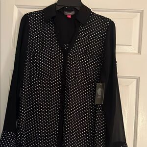 Vince Camuto Black Blouse with White Dots